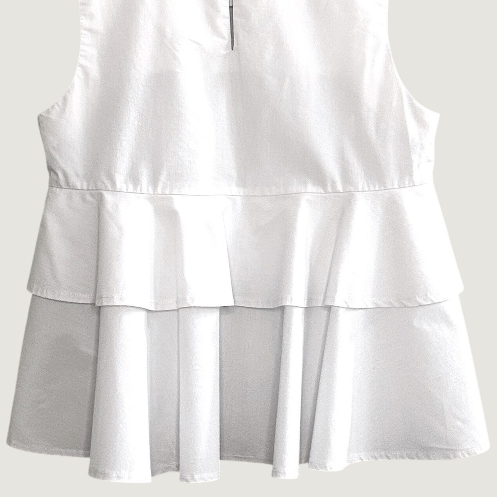 Cupio Women White Sleeveless Tiered Peplum Back Blouse Top Small RN 73163 - Picture 4 of 5